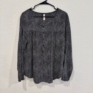 Love Hanna Andersson XL Black White Polka Dot Half Button Shirt Top